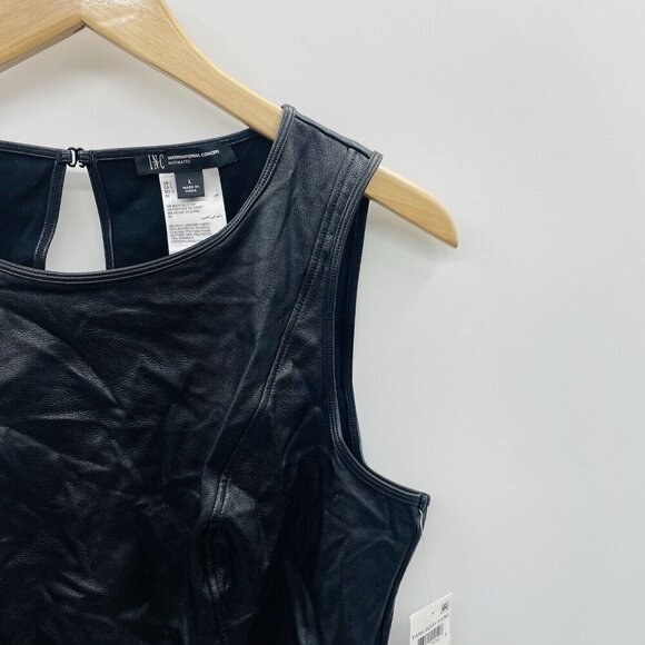 INC International Concepts Womens Large Faux Leather Bodysuit in Black $50 1105 - Picture 4 of 10